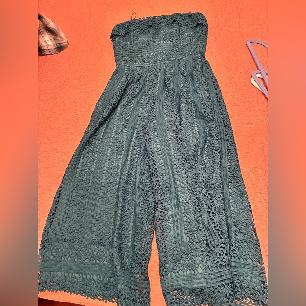 Greylin Teal Lace Jumpsuit